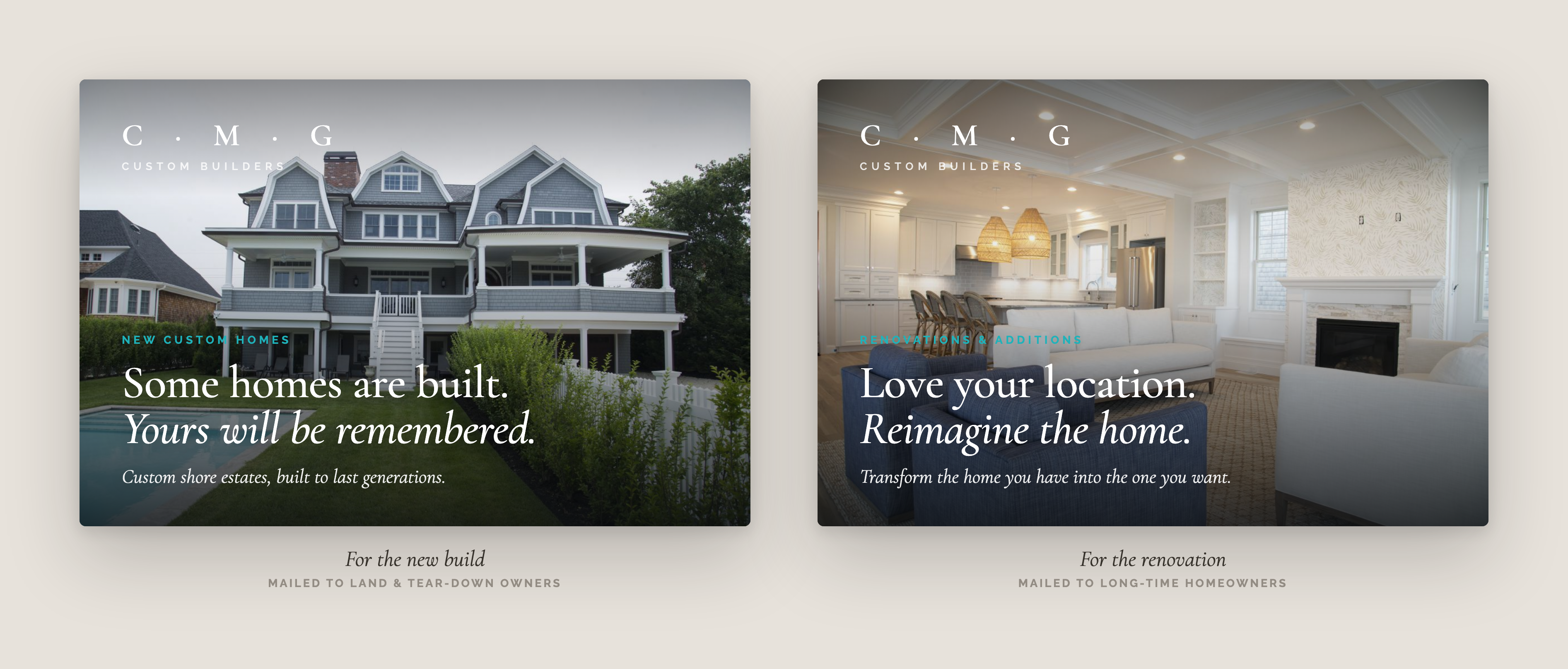 Sample CMG postcard, front and back, designed in the CMG brand